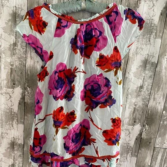E By eloise floral short sleeve blouse M - Picture 6 of 6
